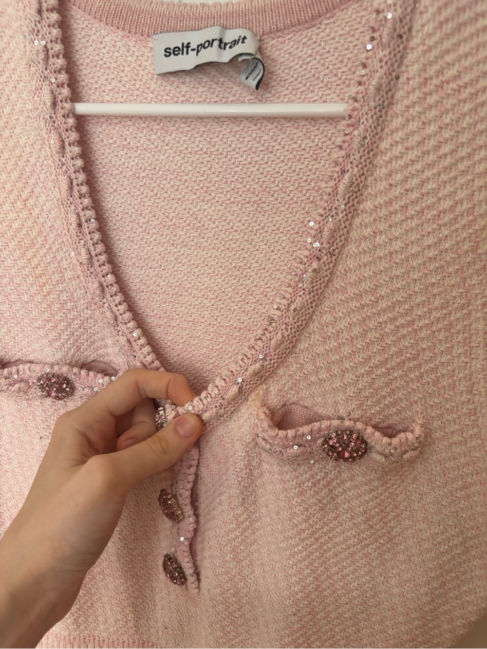 Self-Portrait Pale Pink Knit A-Line Dress - Picture 10 of 11